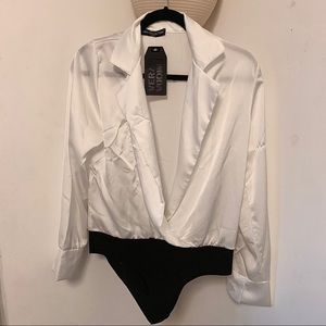 Deep V Plunge Bodysuit Blouse